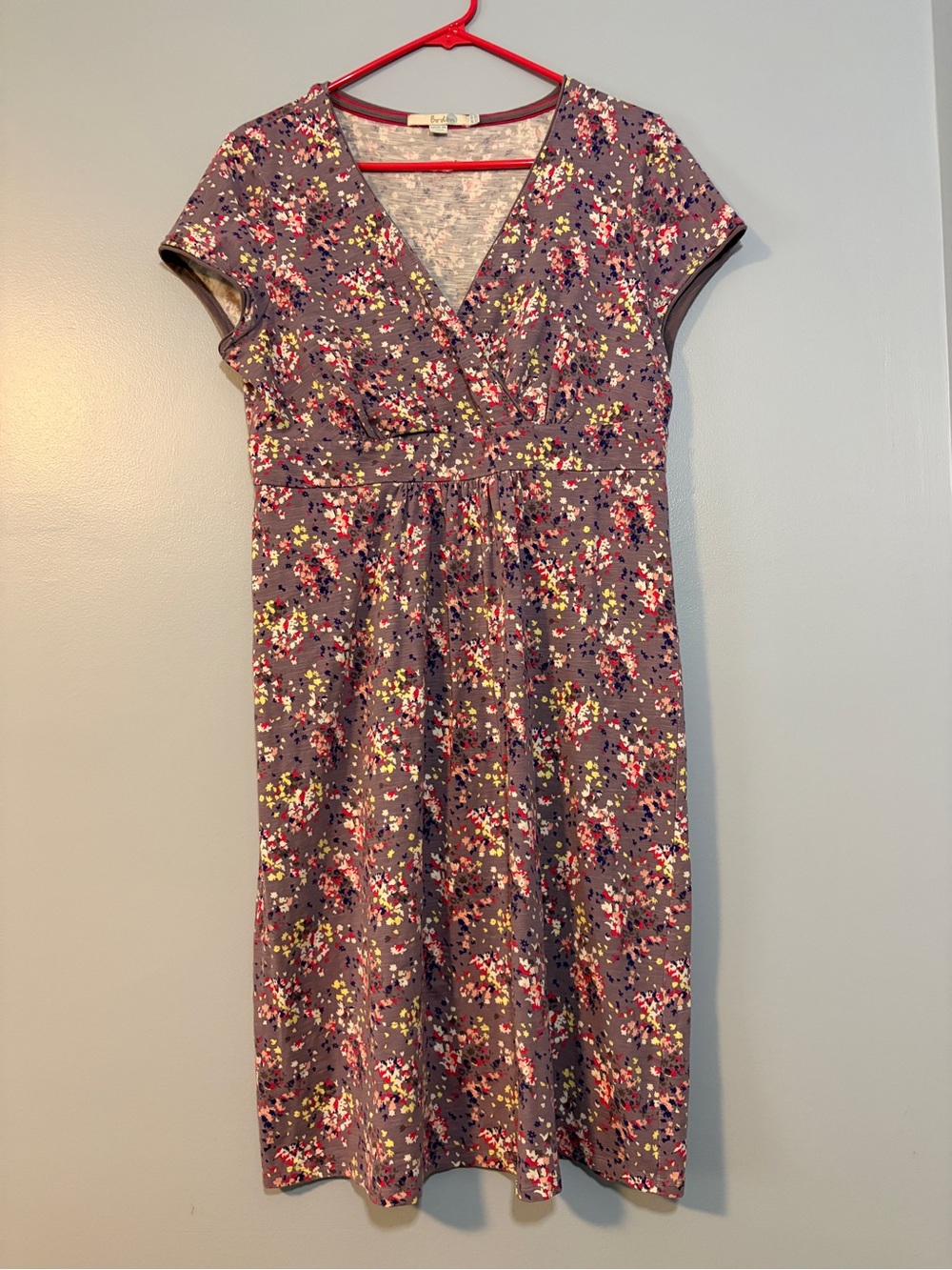 Boden Purple Floral V-Neck Midi Dress